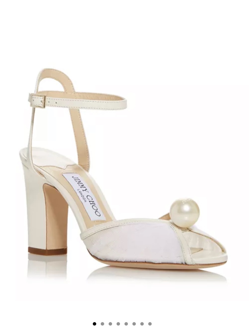 Jimmy Choo Ivory Pearl-Accent Slingback Block Heels